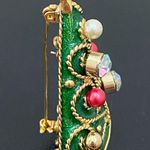 Vintage Unsigned Enamel Christmas Tree w/ 4pairs Of Earrings Holder Brooch Set Photo 3