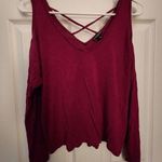 EXPRESS  Cold Shoulder Long Sleeve Double Vneck Shirt Pink Berry Size XS Photo 0
