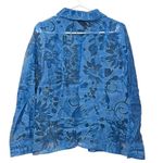 Susan Graver Sheer Floral Zip Up Shirt Jacket Size Small Blue Lightweight Photo 1