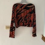BP NWT brown burnout tiger stripe wrap front plus size crop top Photo 5