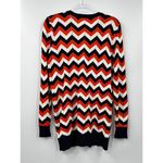 Michael Kors Womens Medium Chevron Cardigan Sweater Orange White Navy Photo 6