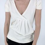 Piazza Sempione NWT Cream V-neckline Short Sleeve Blouse Size IT 44/10 Photo 0