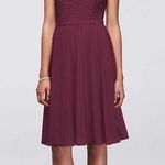 David's Bridal Short One Shoulder Corded Lace Dress Plum Womens Size 6 F… Photo 0