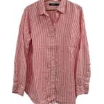 Ralph Lauren Lauren Womens Linen Button Up Shirt XL Striped Red Beachy Coastal Photo 0