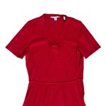Draper James  Women’s Red Bow Knit Pleated Knee Length Dress Size Medium Photo 2