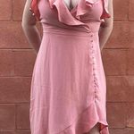 Shinestar Pink Asymmetrical Low Cut Midi Dress Photo 1