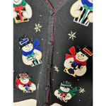 Victoria Jones Vintage  Beaded Christmas Cardigan Sweater Black Sz M Snowman 90’s Photo 5