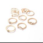Boutique Gold Rhinestone Stacking Midi Finger Multi Size 8pc Ring Set‎ NEW Photo 1