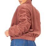 Symphony  Plush Cropped Puffy Bomber Jacket Mauve Pink Size Medium NWT Photo 1