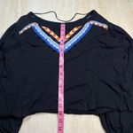 Free People Black Embroidered V Neck Long Sleeve Boho Cropped Top Shirt Size S Photo 5
