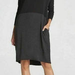 Eileen Fisher Dress Black Charcoal Colorblock Pockets Silk Lagenlook Photo 0