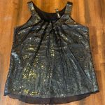 New Directions NWT Blouse 1X Black and Gold Sequin Sleeveless Tank NYE Party Photo 1