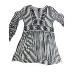 ZARA Women’s TRF Blue Striped Floral Embroidery Dress V-Neck Long Sleeve Size M Photo 7