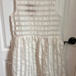After Market Women's White Textured Striped Sheer Sleeveless Drop Waist Dress S Photo 0