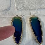 Kendra Scott Skylar Earrings Gold Arrowhead Blue Iridescent Reversible Black Photo 7