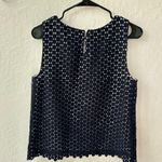 Karl Lagerfeld  Navy Blue White Eyelet Tank Top Blouse Size 6 Photo 5