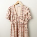 FARROW | Marissa Plaid Prairie Dress Empire Waist Midi Brown Button | Medium Photo 1