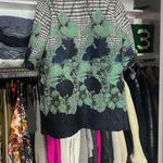 Anthropologie Eva Franco houndstooth navy rose floral open front kimono jacket Photo 8