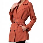 Entro Faux Suede‎ Double Breasted Trench Coat Photo 4