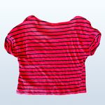 I Love H81 Red and Blue Striped Crop Top, Size Small Photo 3