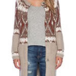 Free People  Frosted Fairisle Cardigan in Natural Combo Mohair Wool Blend Large Photo 0