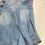 MOSSIMO SUPPLY‎ Co. Women’s Denim Long Sleeve Shirt Distressed Faded Size Medium Blue Photo 6