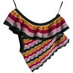 BCBGeneration Multicolor Chevron Stripe Crochet Knit One Shoulder Crop Top M Photo 3