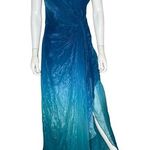Rene Ruiz Collection Strapless Draped Gown Teal Blue Ombré Women’s Sz 10 NWT Photo 0