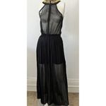 Charlotte Russe Y2k Prom Black Halter Egyptian Gold Beaded Maxi Dress Formal L Photo 4