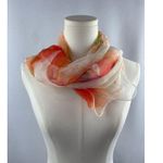 Women’s 100% Silk Orange, White, & Green Ruffled Scarf White Photo 2