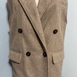 ZARA  Women Soft Double Breasted Collared Camel Two Front Pockets Long Vest Sz S Photo 5