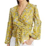 Alexis Odilo Citron Floral Wrap Ruffle Trim Blouse Size XS New With Tag Photo 0