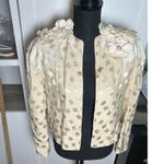 Vintage‎ Women’s Open Front Floral Satin Blazer Cream Ivory Size Small 4 Photo 7