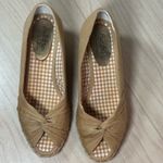 Cute Soft Style Brown Tan Knotted Wedges Jute Heel Peep Toe 8M Size 8 Photo 2