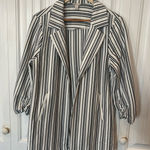 Cato  White And Black Stripe Longline Blazer Size Medium Photo 0