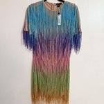 Nasty Gal NEW  Tassel Beaded Mini Shift Dress Rainbow US 6 UK 10 medium Photo 4