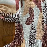 Floral Maxi Dress with Puff Sleeves Brown Photo 2