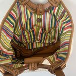 Fossil Tan Tweed Straw Summer Shoulder Bag Wooden Handle Photo 10