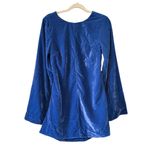 Free People NWT,  Chelsey Mini Dress Blue Velvet Open Back Bell Sleeves, Sz S Photo 11