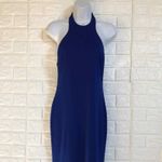 Abyss By Abby  royal blue halter neck strappy back maxi evening party‎ dress Sz L Photo 4