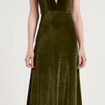 Jenny Yoo  Bridesmaid Dress Logan Elegant Velvet Evening Olive Green V-Neck Photo 0