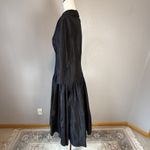 Rickie Freeman Teri Jon Pleated Midi Dress Size 14 Collar 3/4 Sleeve Black Silk Photo 4