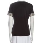 Tory Burch  Black Tee with Sequin Sleeve Size Small Photo 1