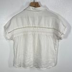 Joie  White Linen Button Front Top‎ Women's Small Crochet Trim Pocket Boho Blouse Photo 2