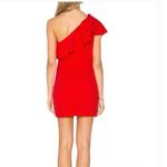Amanda Uprichard  Red One Shoulder Ruffle Mini Dress Size Medium Photo 2