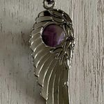 Feather amethyst pendant & necklace. Chakra, meditation, spiritual. Purple Photo 1