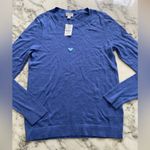 J.Crew NWT Teddie Purple Blue Cotton Pullover Sweater Sz M Small hole Incl patch Photo 7