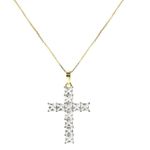 Gold Cross Necklace CZ Cubic Zircon Diamond Pendant, Jesus, Church, Bling Photo 3