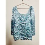 SAU LEE Blue Floral Jacquard Floral Satin Long Sleeve Jen Midi Dress sz US 8 Photo 1