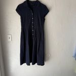 Bucolique Navy Eyelet Shirt Dress US M (JP‎ 11) Button Front Cottagecore Blue Size M Photo 2
